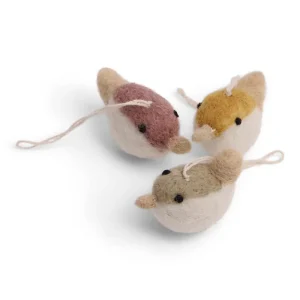 Birds Hanging Decorations in Ochre/Lavender/Green (Set Of 3) by Gry & Sif