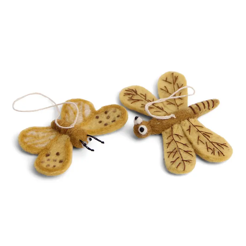Butterfly & Dragonfly Hanging Decorations in Yellow by Gry & Sif