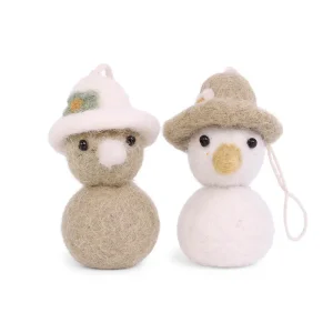 Chickens with Hats Hanging Decorations in Green (Set Of 2) by Gry & Sif