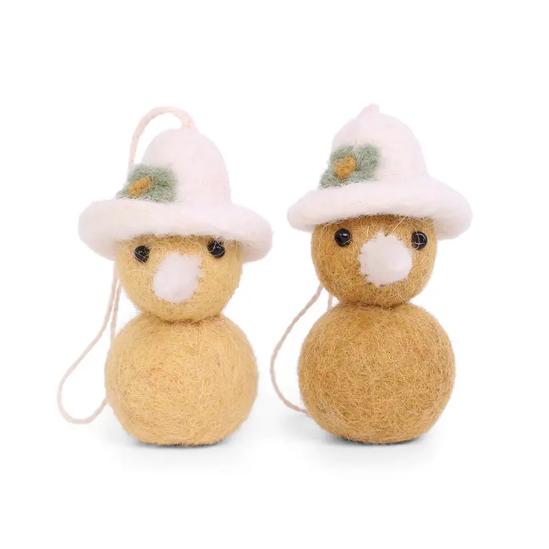 Chickens with Hats Hanging Decorations in Yellow (Set Of 2) by Gry & Sif