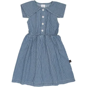Denim Sail Collar Sundress in Multi Stripe Hickory by Wynken