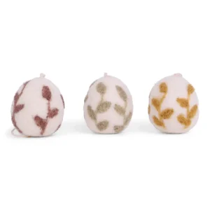 Eggs with Leaves Hanging Decoration (Set Of 3) by Gry & Sif