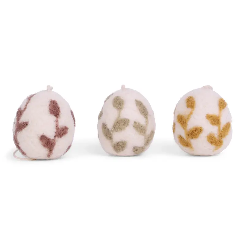 Eggs with Leaves Hanging Decoration (Set Of 3) by Gry & Sif