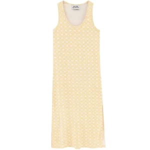 Geometric Tank Midi Dress in Light Cream / Pale Ochre by The Tiny Big Sister