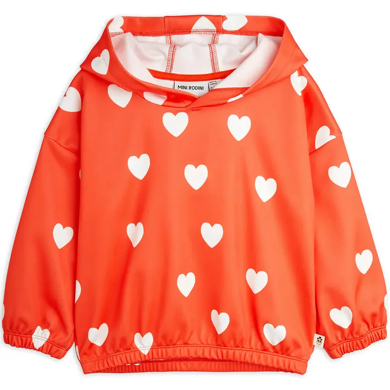 Hearts Hoodie in Red by Mini Rodini - Last One In Stock - 92/98 (2-3 Years)