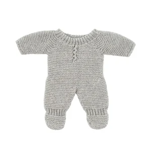 Knitted Pajamas Doll Outfit (21cm) in Grey by Miniland