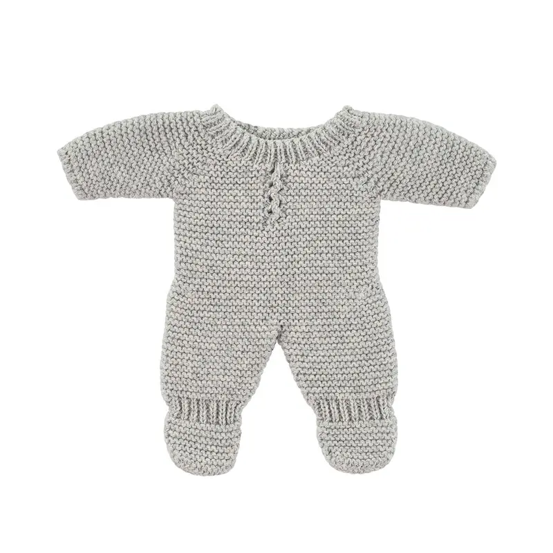 Knitted Pajamas Doll Outfit (21cm) in Grey by Miniland