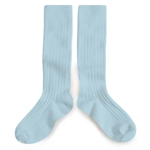 La Haute Ribbed Knee High Socks in Glacier by Collegien