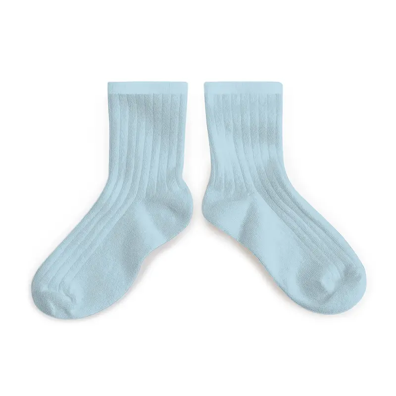 La Mini Ribbed Ankle Socks in Glacier by Collegien