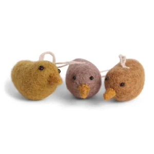 Mini Birds Hanging Decorations in Yellow (Set Of 3) by Gry & Sif