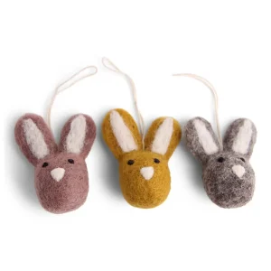 Mini Bunnies Hanging Decorations in Burnt Colours by Gry & Sif