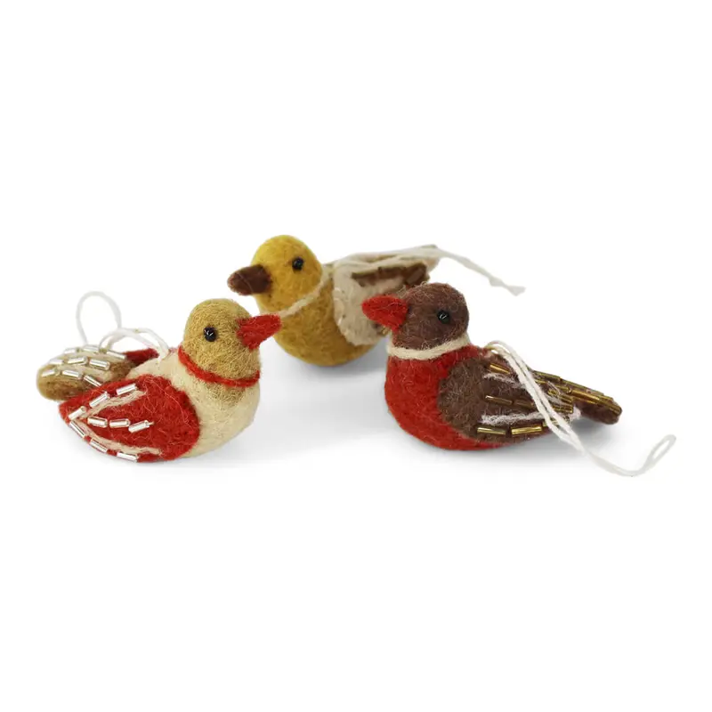 Mini Pearl Birds Hanging Decorations (Set Of 3) by Gry & Sif