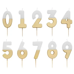 White And Gold Birthday Number Candles by Talking Tables