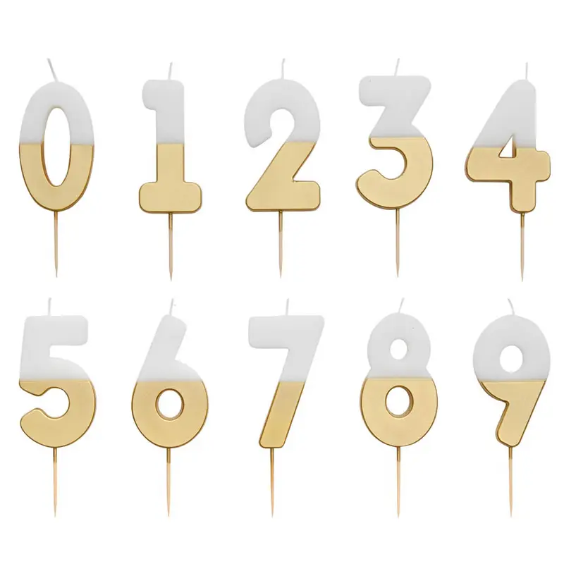 White And Gold Birthday Number Candles by Talking Tables