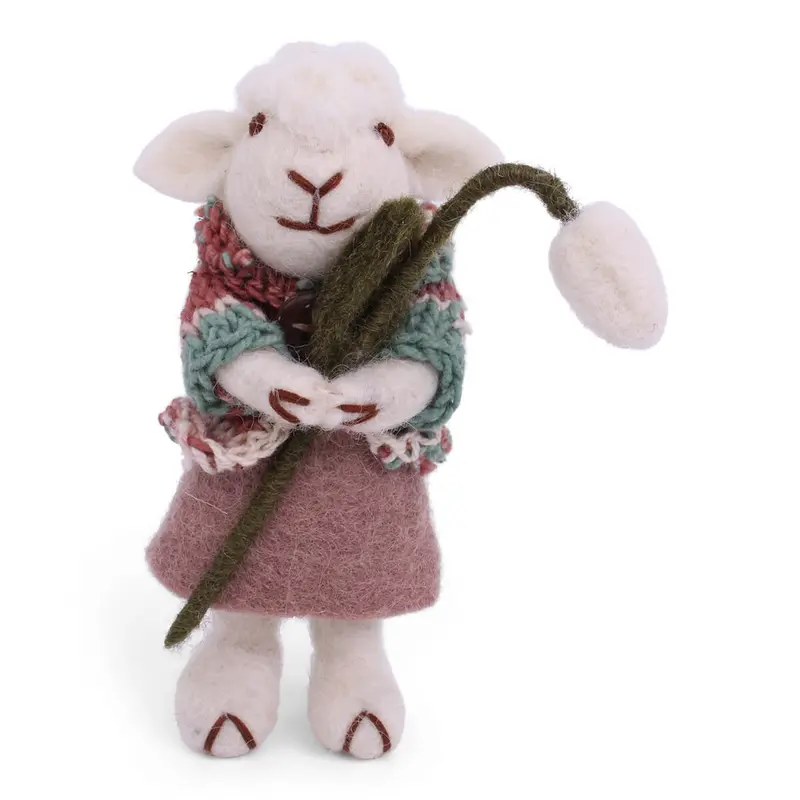 White Sheep With Skirt And Snowdrop Hanging Decoration by Gry & Sif
