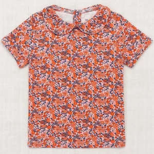 Collar Tee in Rose Blush Tisbury Garden by Misha & Puff - Last Ones In Stock - 4-6 Years
