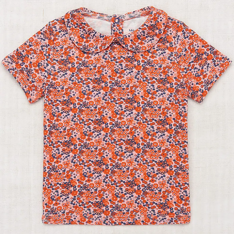 Collar Tee in Rose Blush Tisbury Garden by Misha & Puff - Last Ones In Stock - 4-6 Years