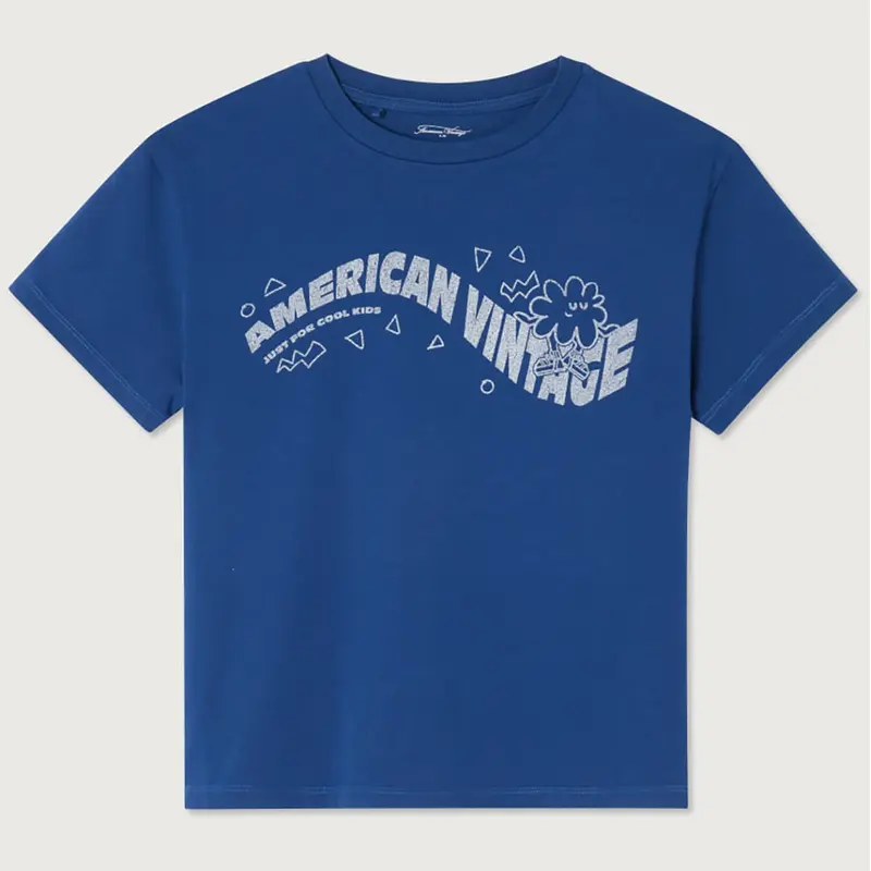 Fizvalley Kid's T Shirt in Vintage Royal Blue by American Vintage - Last One In Stock - 9 Years