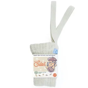 Footless Granny Teddy Tights With Braces in Cream by Silly Silas - Last One In Stock - 2-3 Years