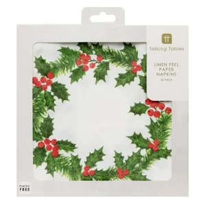 Holly Linen Feel Paper Napkins by Talking Tables