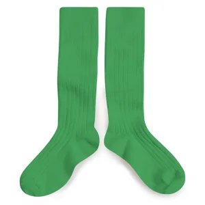 La Haute Ribbed Knee High Socks in Vert Jackpot by Collegien