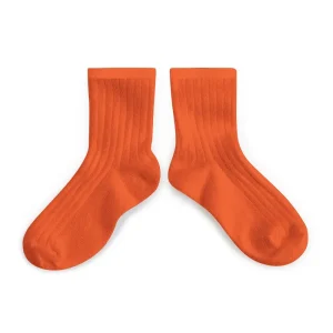 La Mini Ribbed Ankle Socks in Potiron by Collegien - Last One In Stock - 1-2 Years