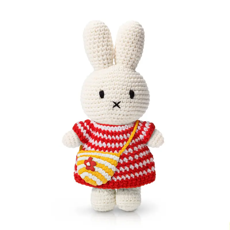 Miffy In Her Red Striped Dress And Flower Bag by Miffy Handmade