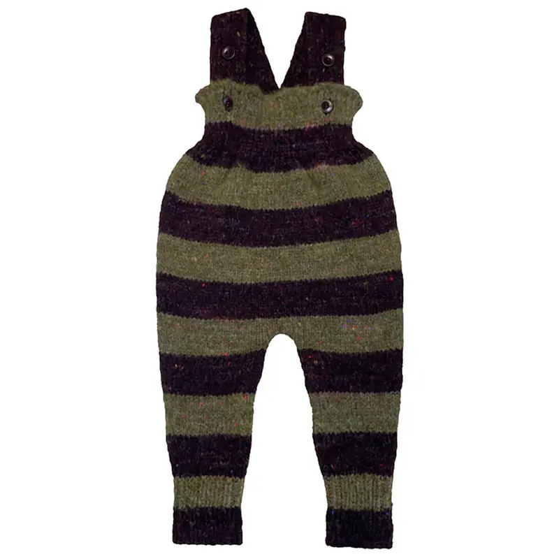Moya Dungarees in Nettle / Fig Stripe by Mabli