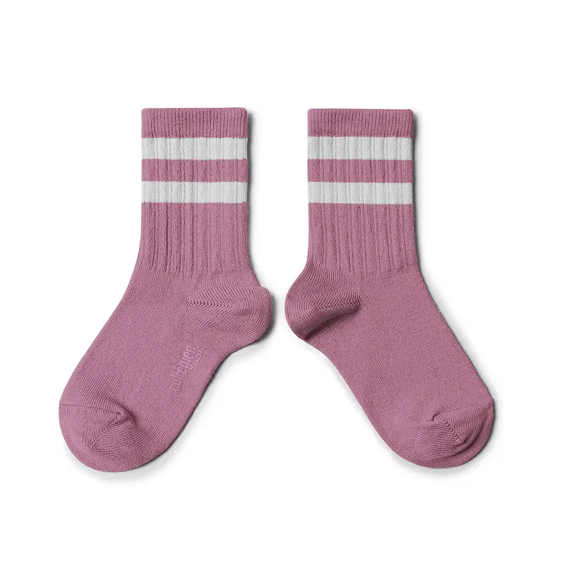 Nico Ribbed Varsity Crew Socks in Rose Bonbon by Collegien