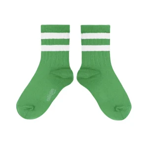 Nico Ribbed Varsity Crew Socks in Vert Jackpot by Collegien - Last One In Stock - 1-2 Years