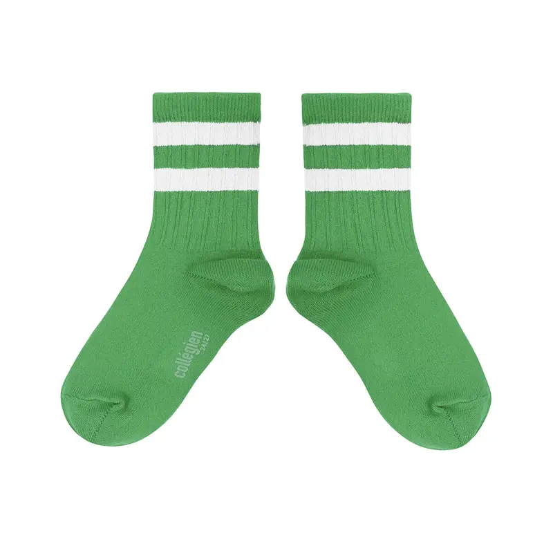 Nico Ribbed Varsity Crew Socks in Vert Jackpot by Collegien - Last One In Stock - 1-2 Years