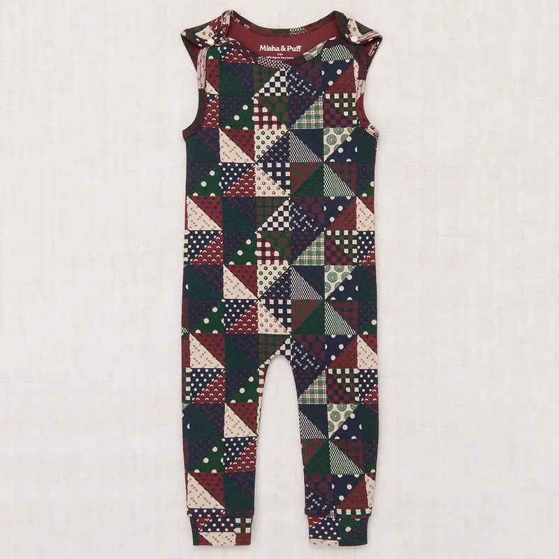 Baby Snap Overall in Madder Root Patchwork by Misha & Puff