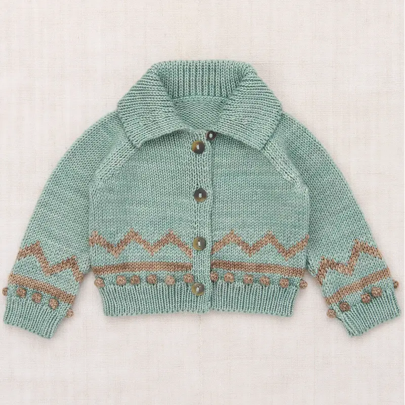 Baby Zig Zag Cardigan in Sage by Misha & Puff