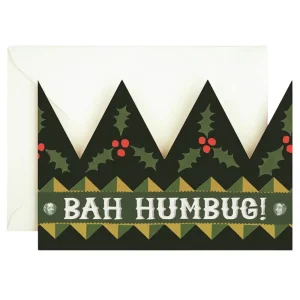 Bah Humbug Party Hat Christmas Greetings Card by Hadley