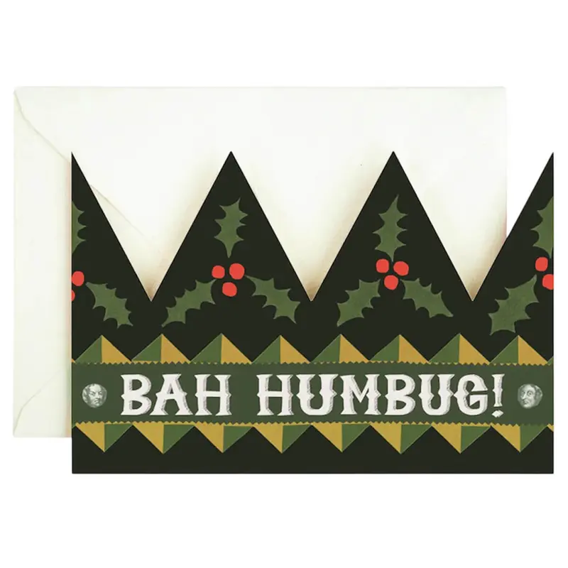 Bah Humbug Party Hat Christmas Greetings Card by Hadley