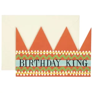 Birthday King Party Hat Greetings Card by Hadley