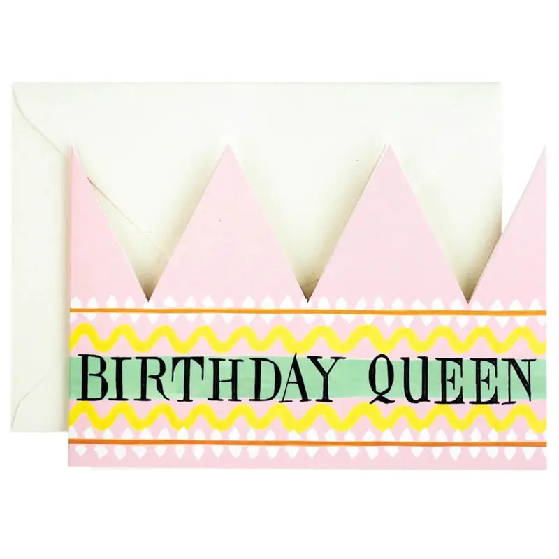Birthday Queen Party Hat Greetings Card by Hadley