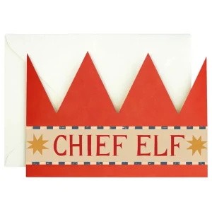 Chief Elf Party Hat Christmas Greetings Card by Hadley