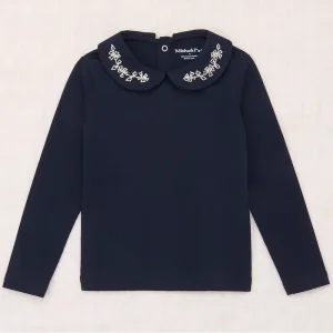 Embroidered Peter Pan Top in Ink by Misha & Puff