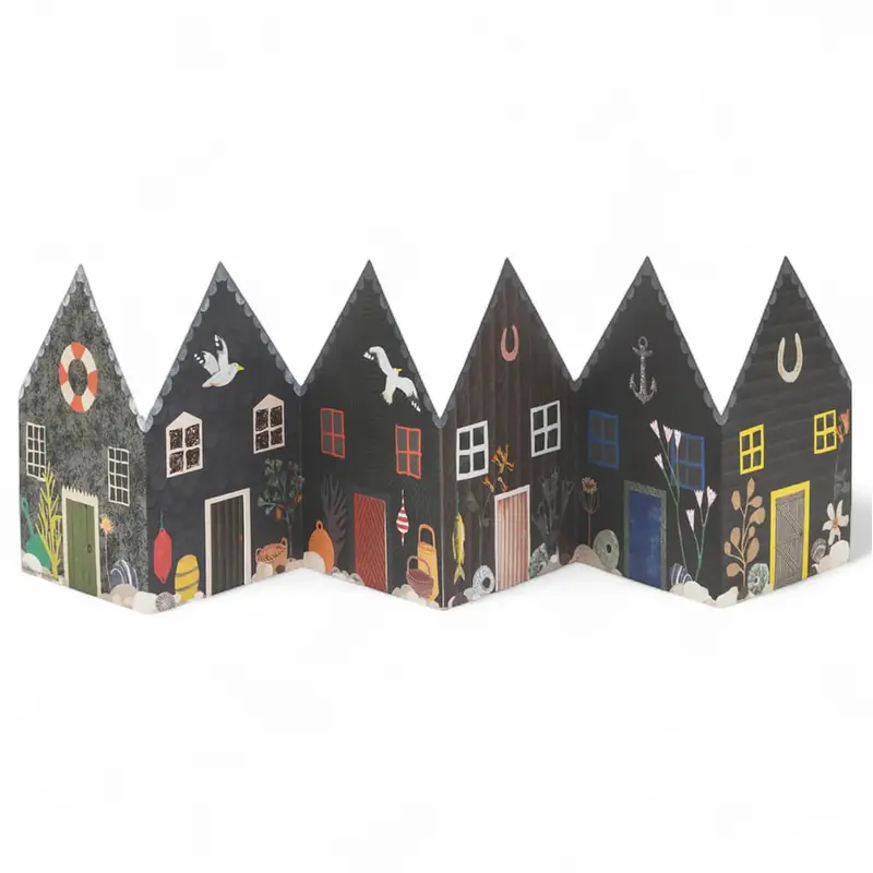 Fisherman's Huts Concertina Greetings Card by Hadley
