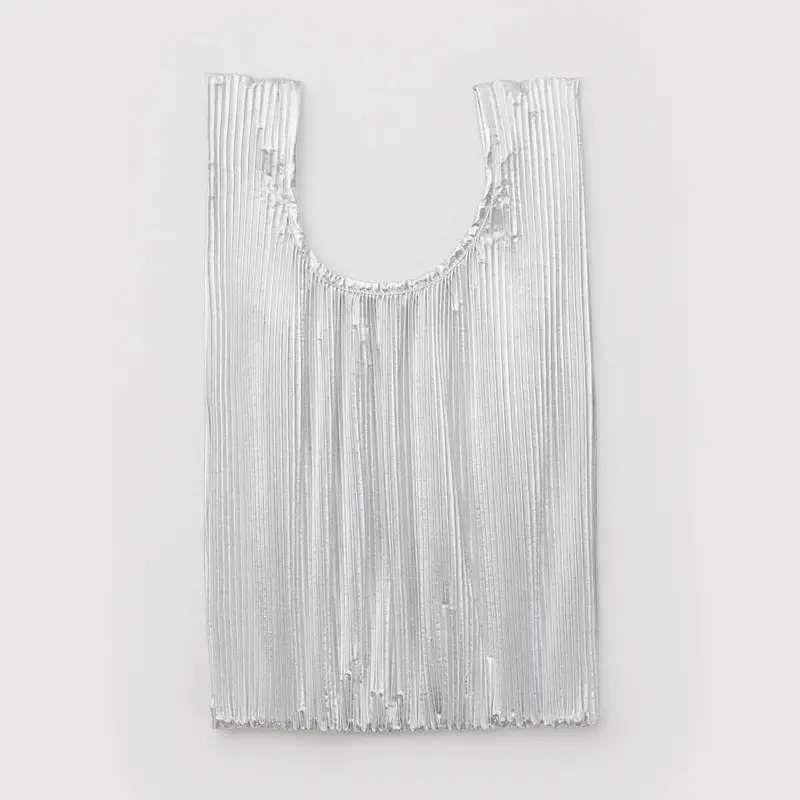 Pleated Bag in Metallic Chrome by Baggu