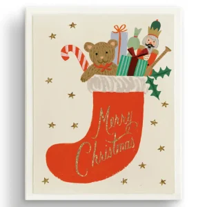 Toy Stocking Christmas Greetings Card (Box of 8) By Rifle Paper Co.