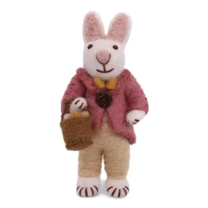 White Bunny With Jacket, Butterfly And Egg Basket Hanging Decoration by Gry & Sif