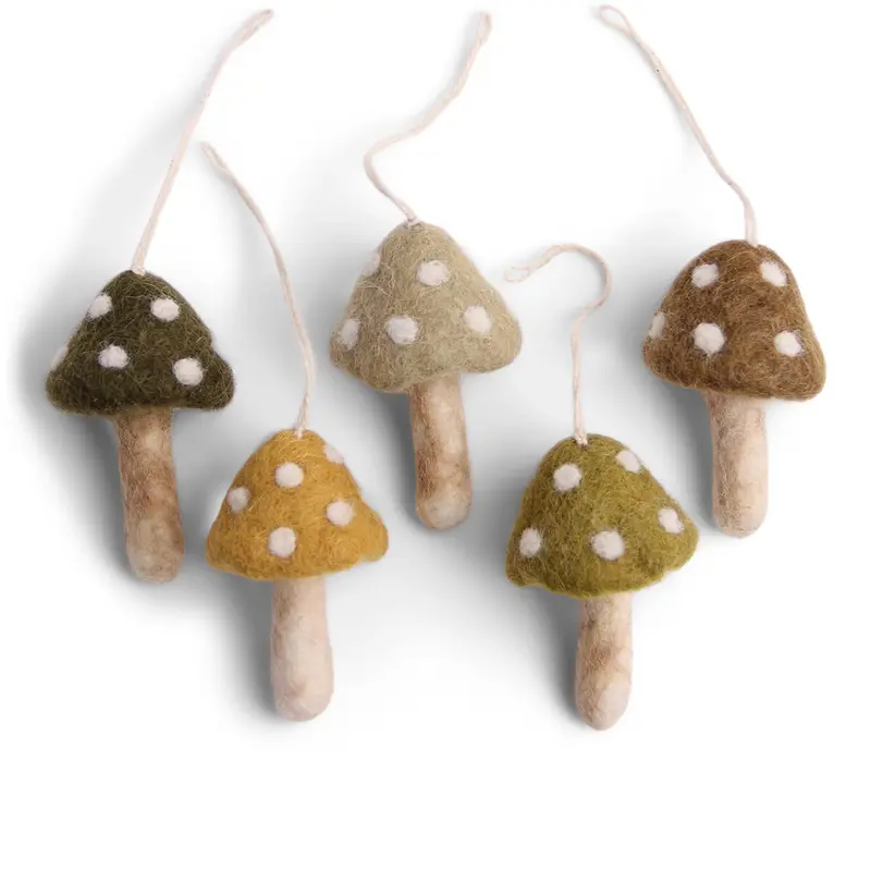 Forest Mushrooms Hanging Decorations in Green by Gry & Sif