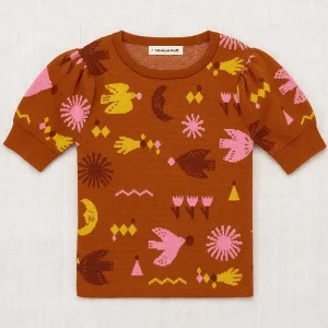Frankie Top in Gingerbread Daleyden Fte Jacquard by Misha & Puff - Last Ones In Stock - 3-6 Years
