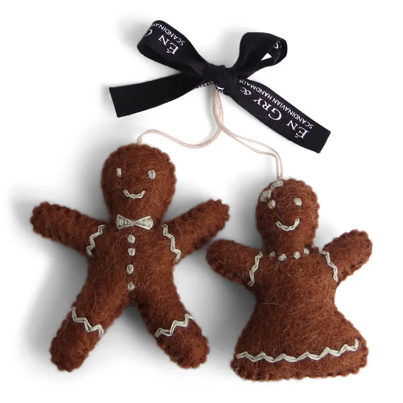 Gingerbread Man And Woman Hanging Christmas Decorations by Gry & Sif