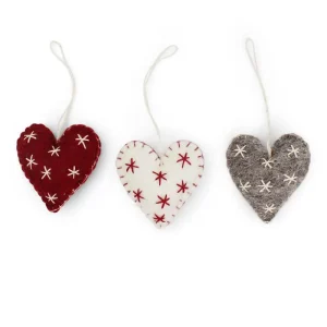 Hearts With Stars Hanging Christmas Decorations by Gry & Sif