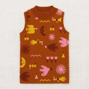 Mock Neck Shell in Gingerbread Daleyden Fte Jacquard by Misha & Puff - Last Ones In Stock - 4-6 Years