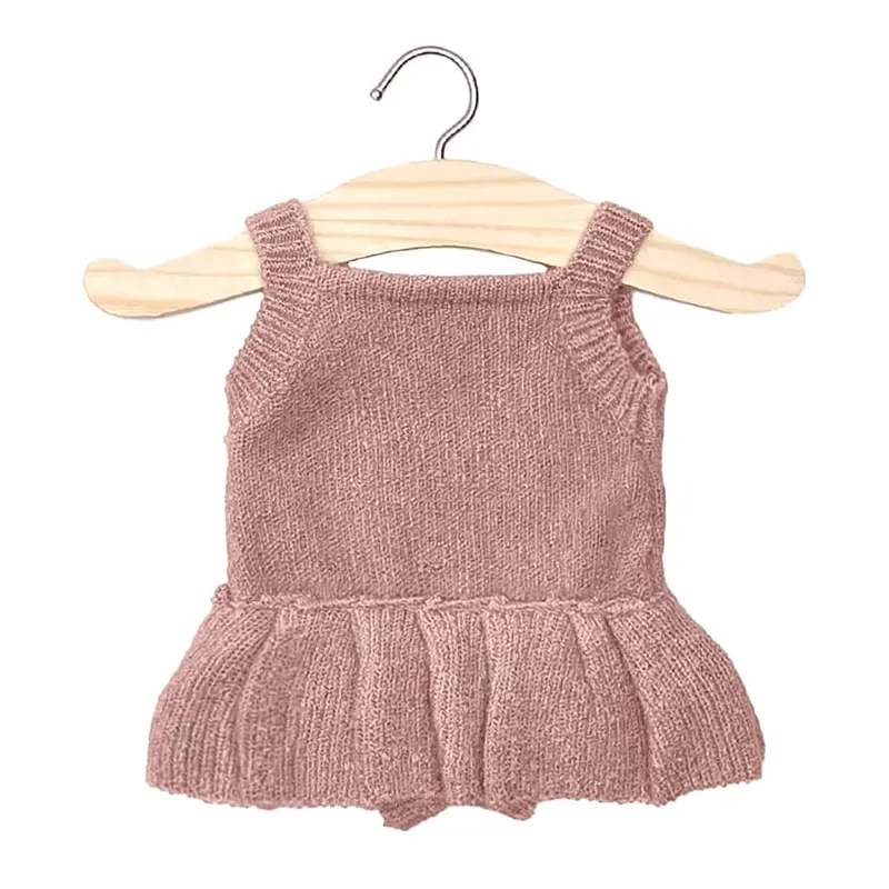 Orleane Tricot Ruffle Romper (34cm Doll) in Tea Rose by Minikane
