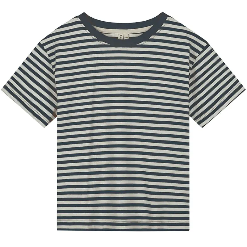 Oversized T Shirt in Blue Grey / Off White by Gray Label